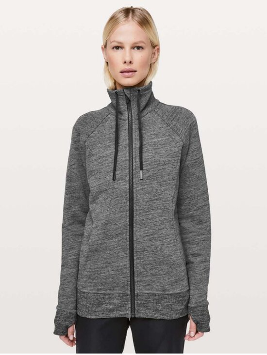 Lululemon Huddle & Hustle Sweatshirt Zip up Jacket Heathered Core Dark Grey 4 - Picture 1 of 9
